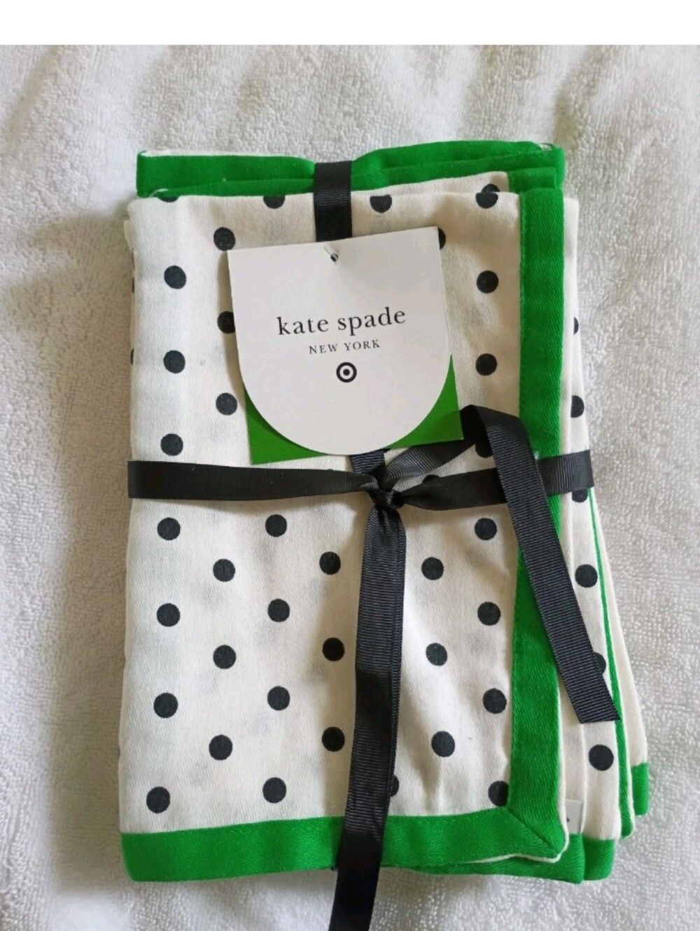 Kate Spade New York 4ct Polka Dot Cloth Dinner Napkins Black/White/Green